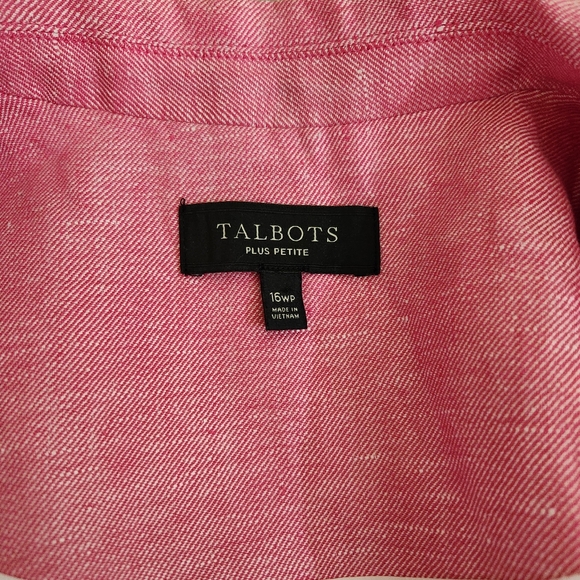 Talbots Womens Blazer Pink Single Breasted  Linen Blazer - Picture 8 of 9